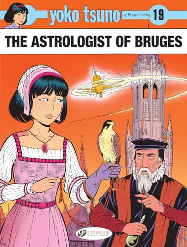Comic book cover featuring Yoko Tsuno, a falcon, and Bruges’ Belfry.
