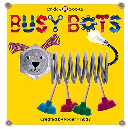 Yellow book cover with illustrated robot made of household objects.
