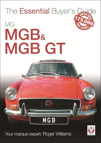 Red MG B GT car on cover of a buyer’s guide book.