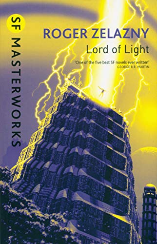 Book cover: “Lord of Light” by Roger Zelazny, with a golden, stormy tower.
