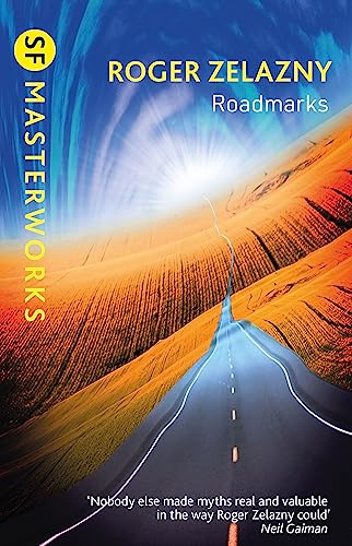 Book cover for Roadmarks by Roger Zelazny featuring a road leading toward a bright horizon.