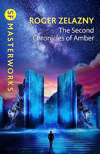 Book cover: "The Second Chronicles of Amber" with a figure before glowing towers.