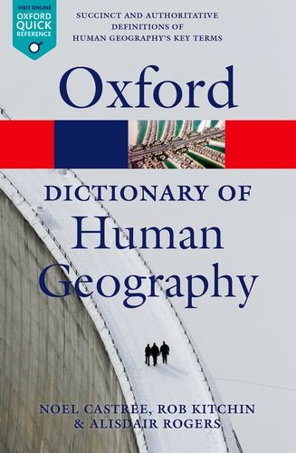 Oxford Dictionary of Human Geography book cover with city and bridge imagery.