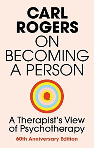 Book cover: "On Becoming a Person" by Carl Rogers, with target graphic.