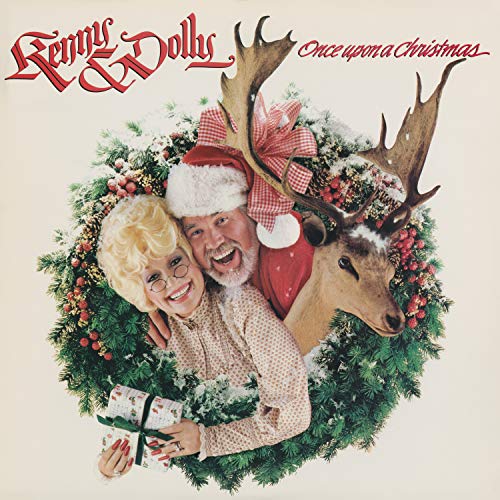 Kenny Rogers and Dolly Parton album cover with reindeer and wreath.