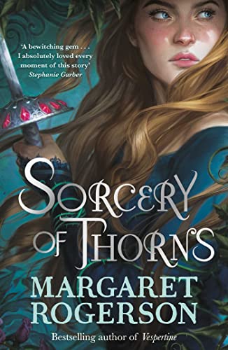 Book cover illustration showing a woman holding a sword against a dark teal background.