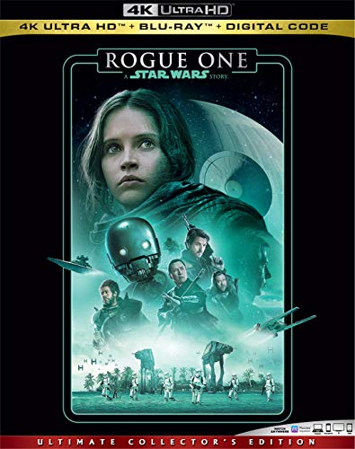“Rogue One” Blu-ray cover featuring Felicity Jones and a Death Trooper.