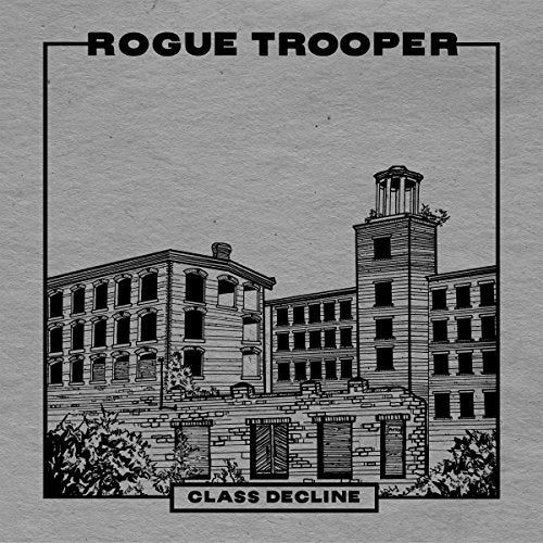 Black and white illustration of a dilapidated building, album cover art.