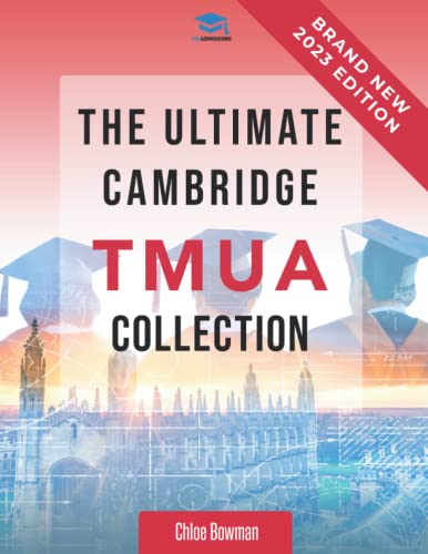 Cambridge TMUA study guide book cover with graduation caps and Cambridge skyline.