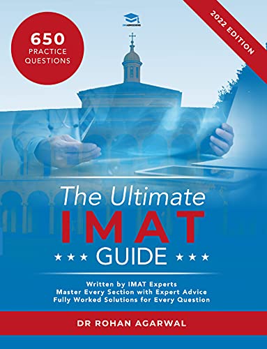 Book cover for The Ultimate IMAT Guide 2022 Edition with blue and red design.
