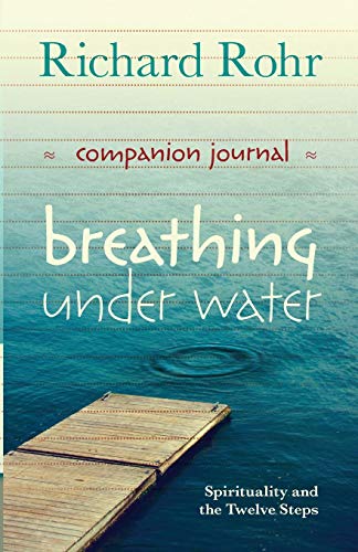 Book cover with blue water, a dock, and white text: "Breathing Under Water.