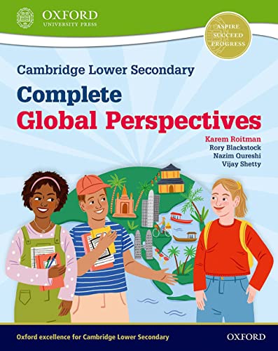 Textbook cover with illustrations of three diverse students and world landmarks.