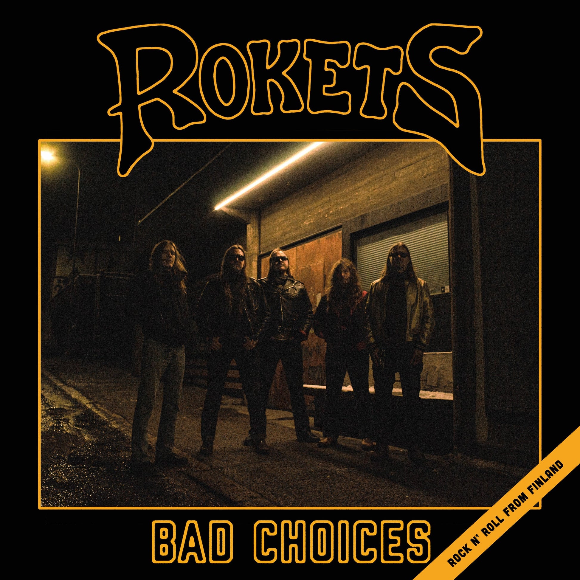 CD cover for Rokets’ “Bad Choices” featuring a band photo.