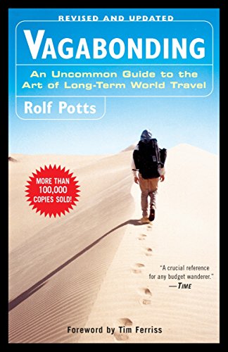 Book cover: “Vagabonding” depicts a traveler walking in a desert landscape.