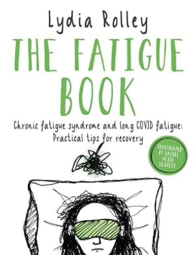 Book cover with green text and a sketch of a person resting.