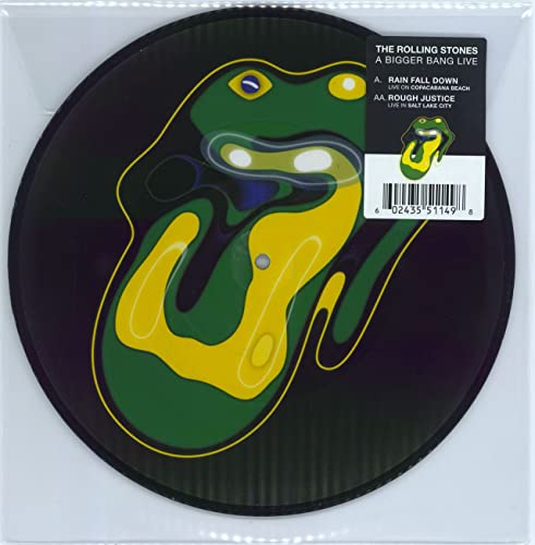 10-inch vinyl record with colorful Rolling Stones tongue logo and tracklist.