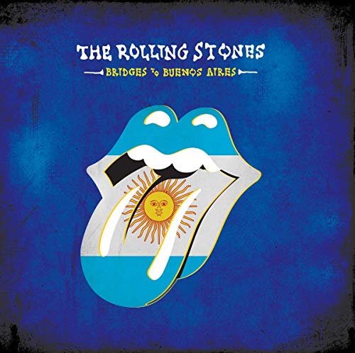 Rolling Stones album cover: lips with Argentinian flag and sun.