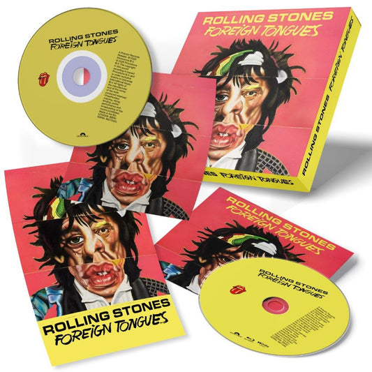 Rolling Stones “Foreign Tongues” CD/Blu-Ray package with band portrait.
