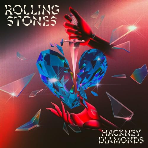 Rolling Stones' "Hackney Diamonds" album cover: hand holding a dagger over shattered glass.