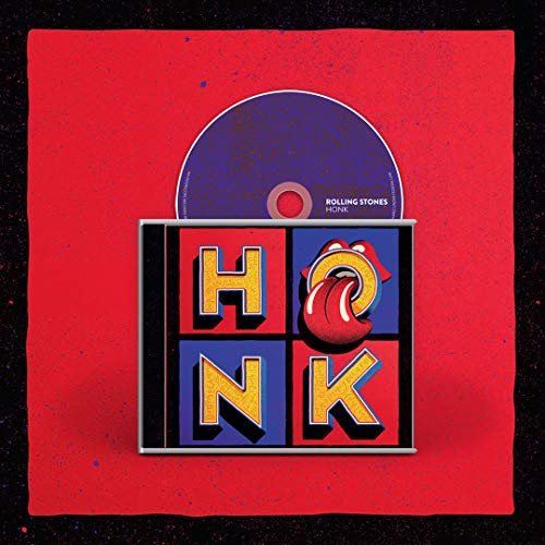 Rolling Stones “Honk” CD case with red background and tongue logo.