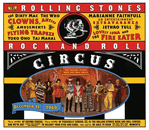 Colorful album cover for The Rolling Stones’ “Rock And Roll Circus” with performers.