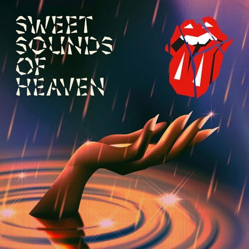 Rolling Stones album cover: hand reaching for the iconic tongue and lips logo.