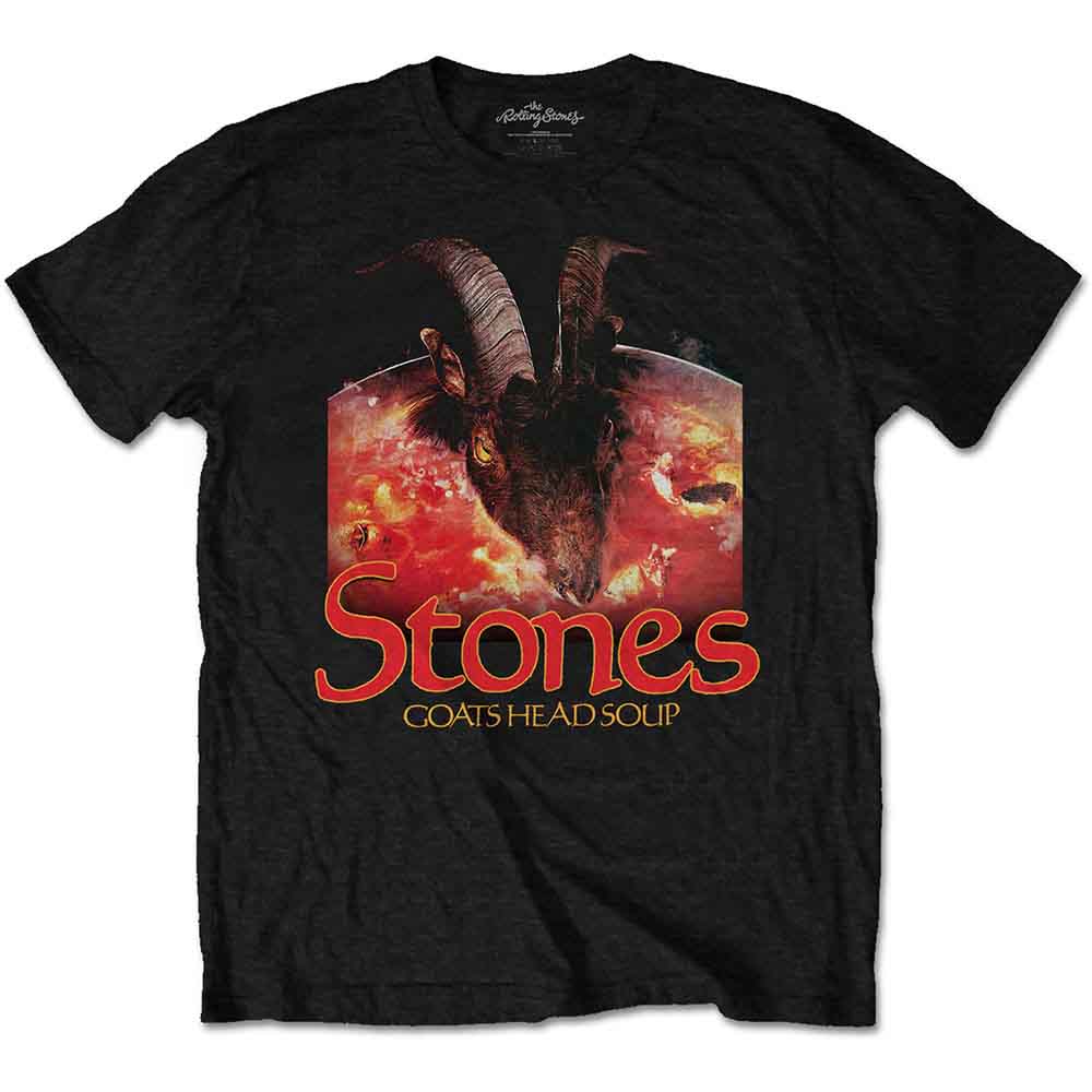 Black Rolling Stones t-shirt with band logo and tongue design.