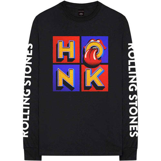 Black Rolling Stones sweatshirt with colorful "Honk" album art print.