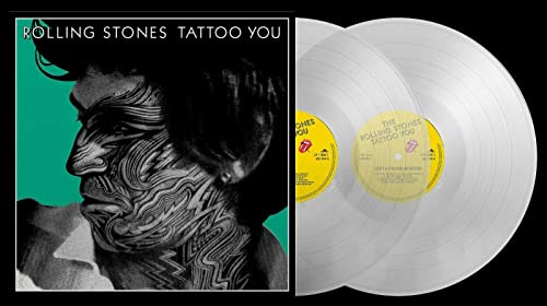 Rolling Stones “Tattoo You” clear vinyl record with alternate cover art.