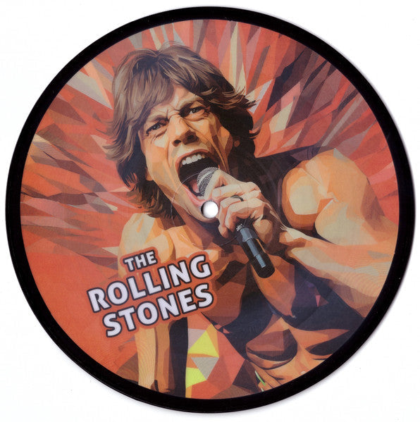 7-inch vinyl record featuring a painted portrait of Mick Jagger singing.