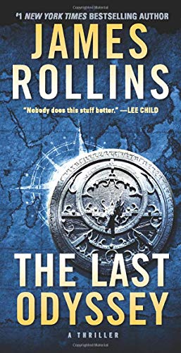 Book cover: “The Last Odyssey” by James Rollins, featuring a clock.
