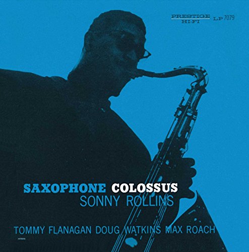 Sonny Rollins album cover: silhouette playing saxophone against blue background.