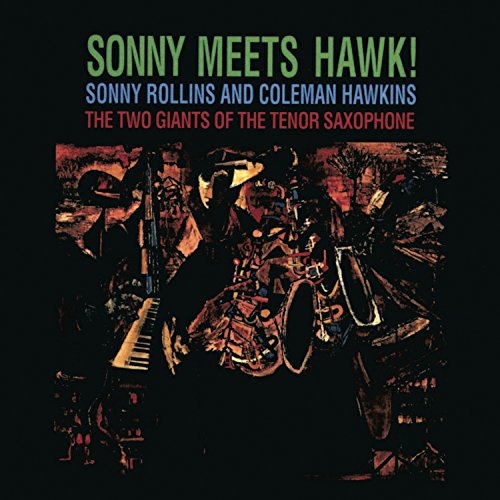 CD cover for “Sonny Meets Hawk!” featuring jazz musicians and instruments.