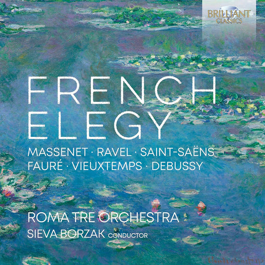CD cover for “French Elegy” by Roma Tre Orchestra, featuring water lilies.