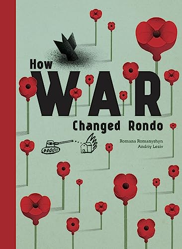 Book cover: red poppies, a tank, and a paper airplane against a green background.