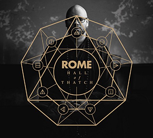 Album cover for Rome’s “Hall Of Thatch” featuring a man within geometric shapes.