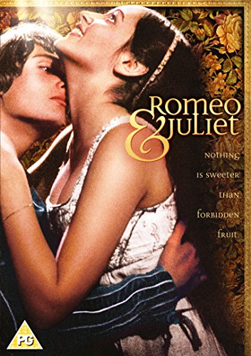 DVD cover for "Romeo & Juliet" featuring a couple embracing.