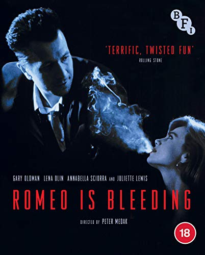 Romeo Is Bleeding" Blu-ray cover with Gary Oldman and Lena Olin.