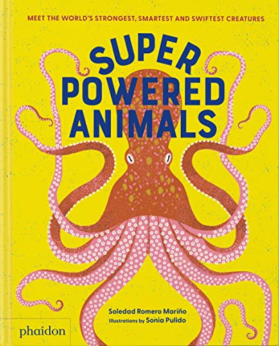 Book cover: "Superpowered Animals" with an octopus illustration.