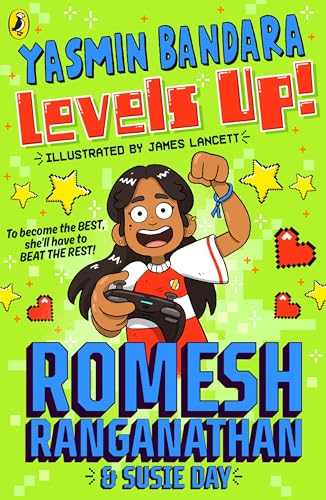 Book cover featuring a cartoon girl holding a game controller against a green background.
