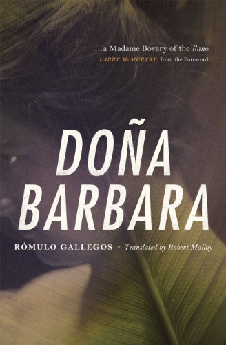 Book cover for "Doña Barbara" with a blurred portrait and bold title.