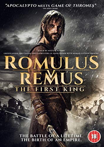 DVD cover for "Romulus Remus: The First King" featuring a warrior with a sword.