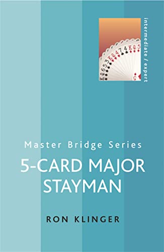 Book cover for "5-Card Major Stayman" with playing cards image.