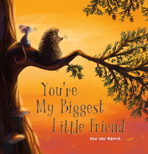 A mouse and hedgehog sit on a tree branch, illustrated book cover.