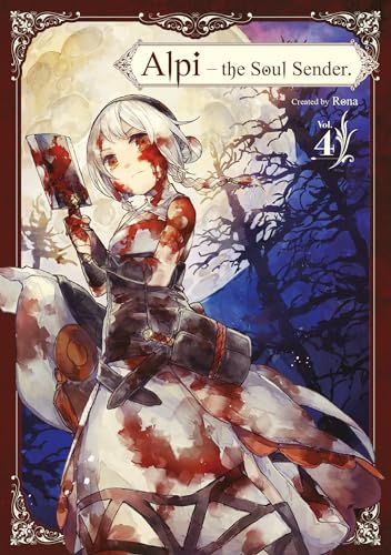Anime girl with bloodied axe, standing before a dark, moonlit landscape.