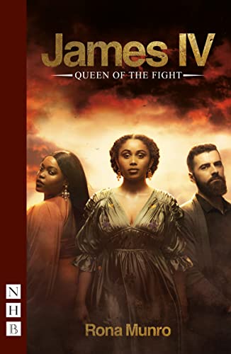 Play cover featuring three people against a dramatic, fiery background.