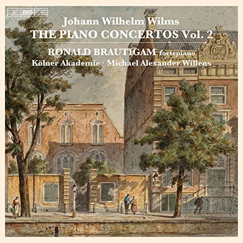 CD cover with a painted cityscape and text naming composers and performers.