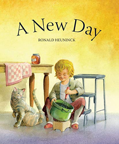 Book cover: child with cat, pot, and whisk on a light yellow background.