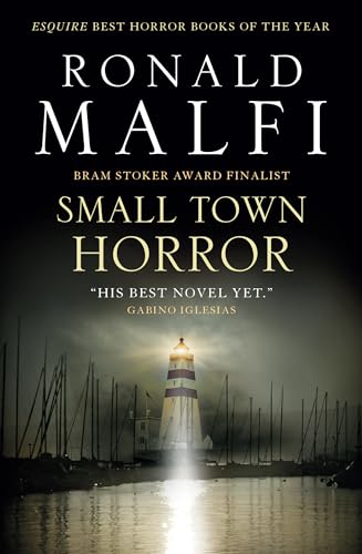 Book cover for "Small Town Horror" with a lighthouse in mist.