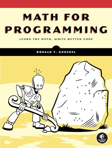 Book cover: "Math for Programming" with a robot and stone illustration.
